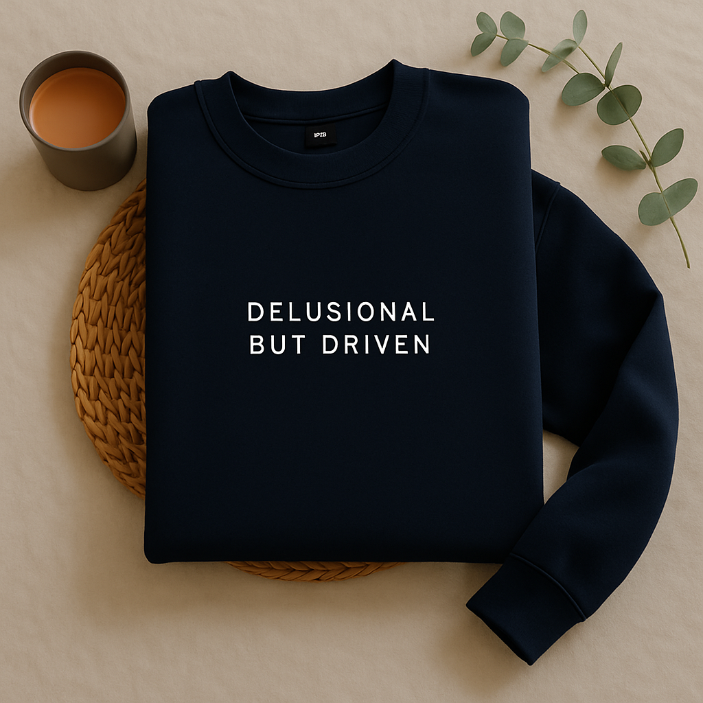 Delusional But Driven  - Embroidered Crewneck