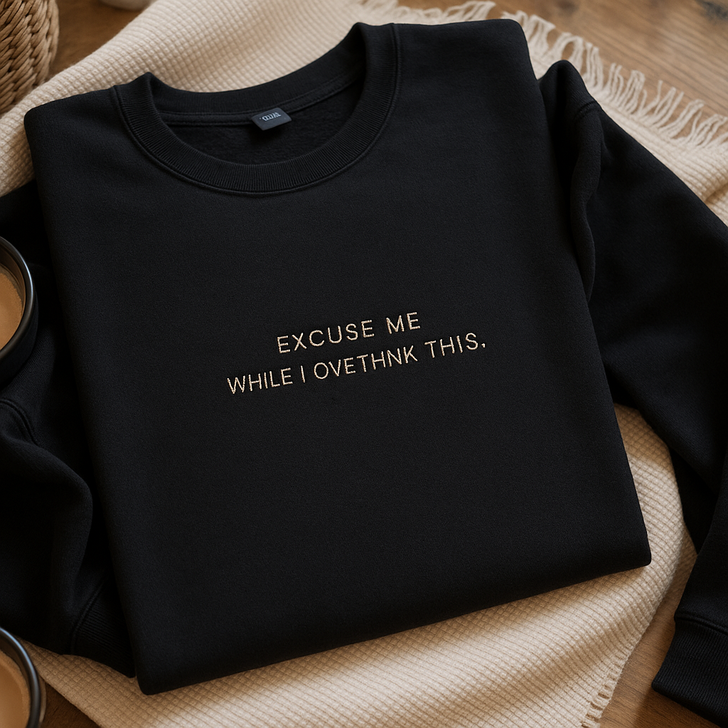 Excuse Me While I Overthink This  - Embroidered Crewneck