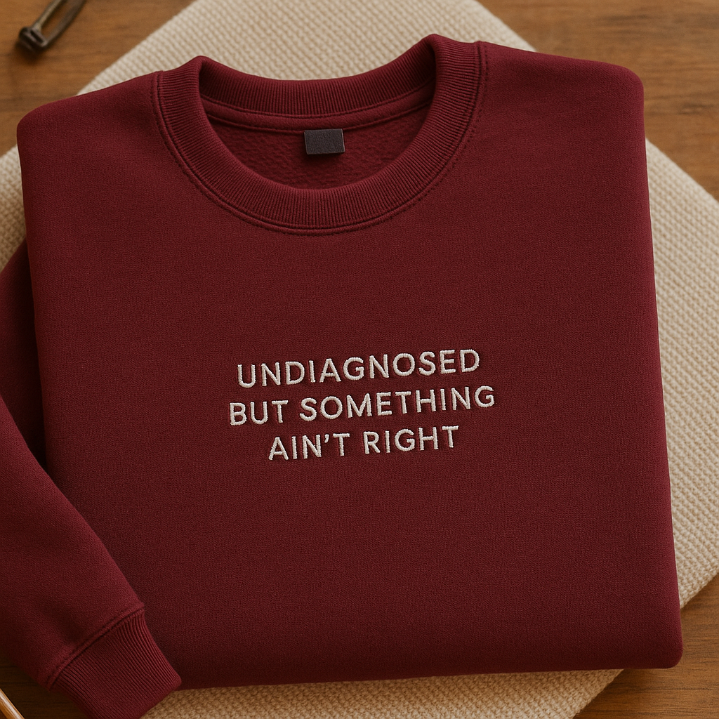 Undiagnosed But Something Ain't Right  - Embroidered Crewneck