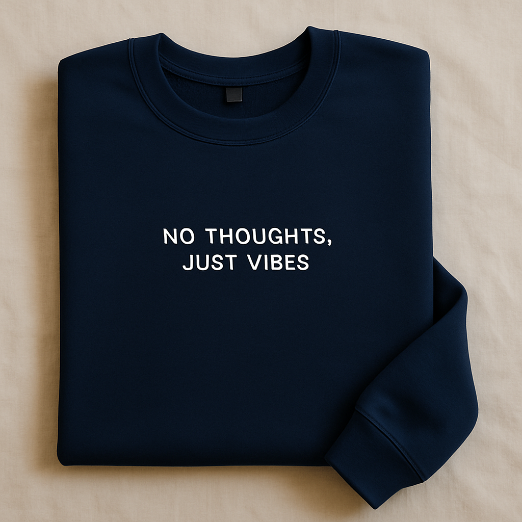 No Thoughts, Just Vibes  - Embroidered Crewneck